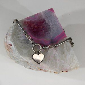 Handmade Shablool Didae Israel Solid Sterling Silver Heart Charm Toggle Necklace